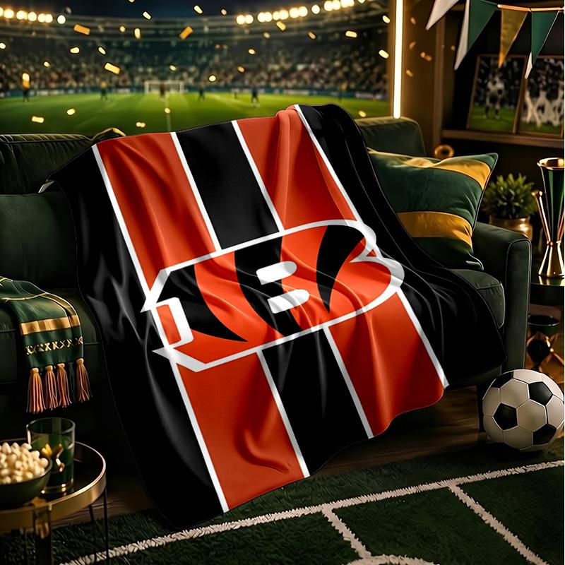 Bengals Team Logo Artwork Blanket Lightweight Flannel Bedding Blanket Perfect for Travel, Camping, Living Rooms, Offices, Sofas, Fan Christmas gift