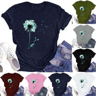 Women's Fashion Casual Printed Round Neck Short Sleeved T-Shirt Top T-Shirt Top Top