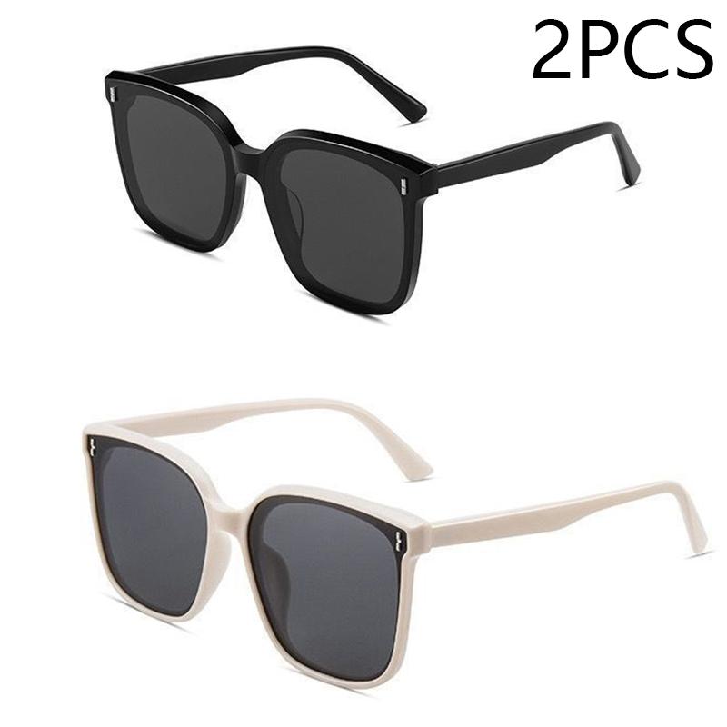 Korean Fashion Black Square Frame UV400 Sunglasses Unisex Trendy Street Style