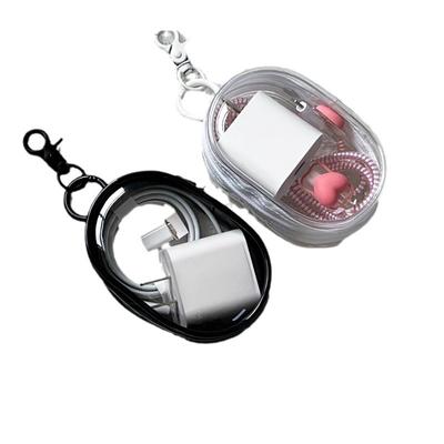 Data Cable Charger Storage Bag Transparent Winding Mini Portable Take-out Lipstick Cosmetic Bag Key Storage