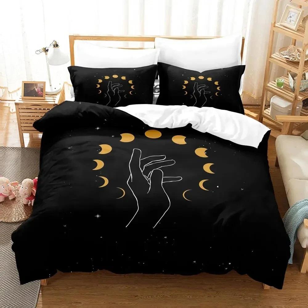 Witch's Moon Bedding Set Single Twin Full Queen King Size Aldult Boys Bedroom Duvet cover Sets Anime
