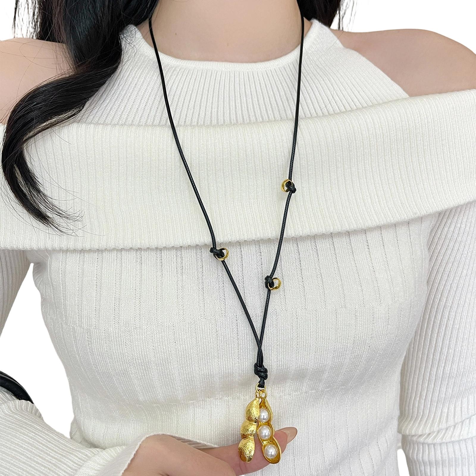 

Elegant Peanut Charm Alloy Chain Necklace Adjustable Neckchain Alloy Jewelry For Casual And Formal Occasions золотий