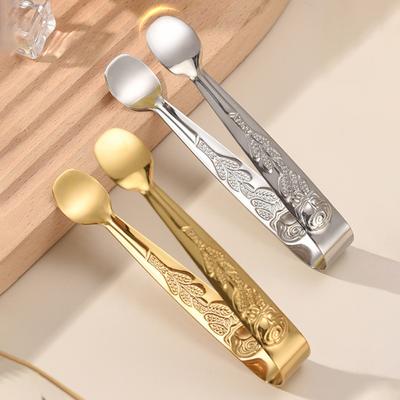 Stainless Steel Ice Tongs Mini Sugar Tongs Stainless Steel 304 Food Grade Compact Ice Cube Clip Non-Slip Grip Tongs for Coffee Sugar Cubes Bar Hot