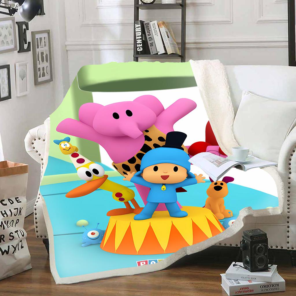 P-POCOYO Weihnachtsdecke Modern Bedruckt Anime Flauschig Benutzerdefiniert Luxus Plüschdecken Überwurf Baby Winter Fleece Mikrofaserstoff