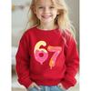 Unisex Kids Crewneck Sweatshirt For 4-12 Girls Cartoon Drip Melting Pink Orange Yellow Star Pattern Number 67 Cute Print Soft Long Sleeve Pullover