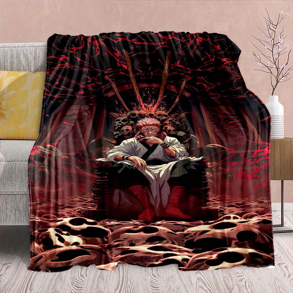 Jujutsu Kaisen Anime Flannel Blanket - Soft Warm Perfect for Sofa, Bedding Camping Travel Office Home Decor -QJY