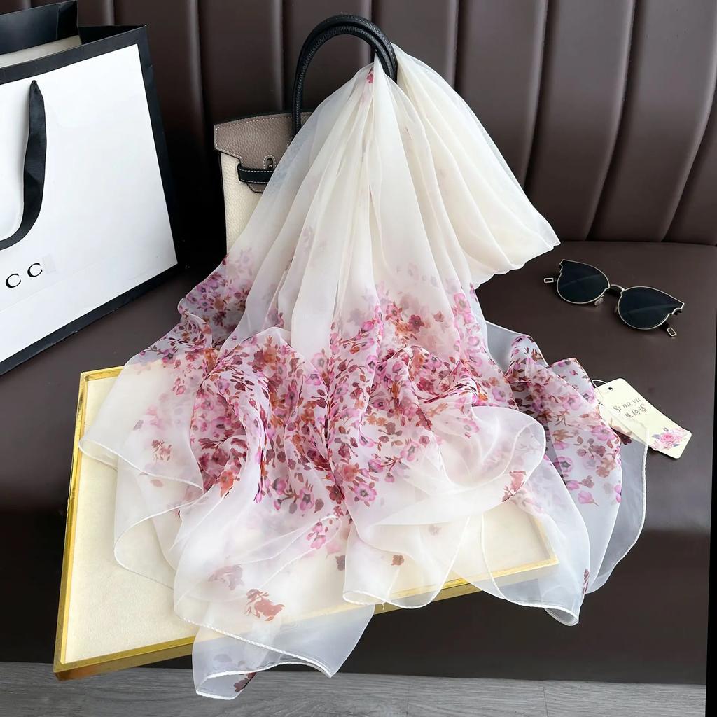 1 PCS 190cmX130 Pink Soft Yarn Thin Style Noble Fashion Silk Scarf Women's Extra Large Multi functional Shawl