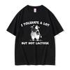 Ich toleriere viel, aber keine Laktose T-Shirt Niedliche Kuh Lustiges Meme T-Shirt Herren Lässig Vintage Baumwolle Kurzarm T-Shirts Oberteile