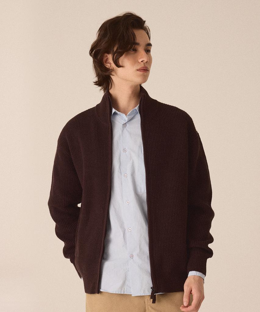 Cutz Two-Way Zip-Up Knit Cardigan - 4 Colors