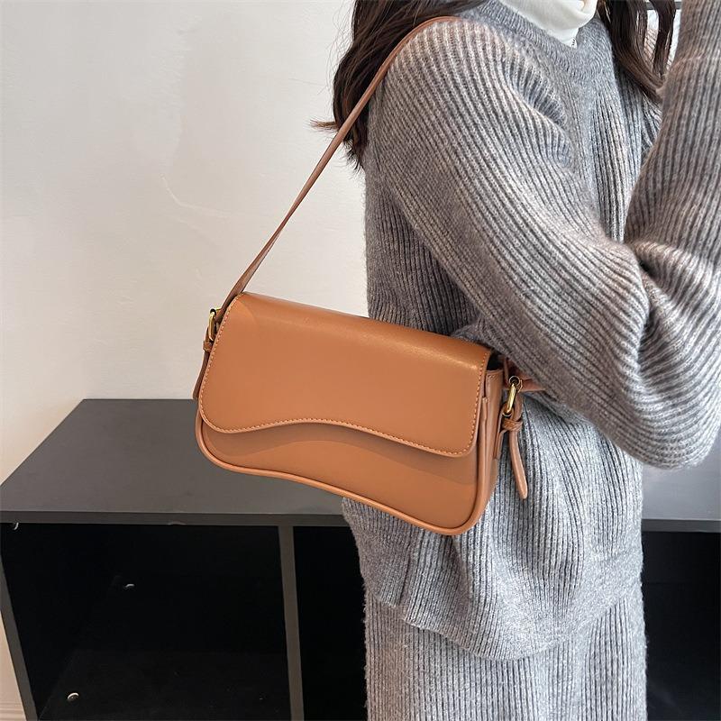 Retro Solid Color Messenger Women's Bag 2 Texture Fashion Shoulder Bag Trendy Versatile Handbag