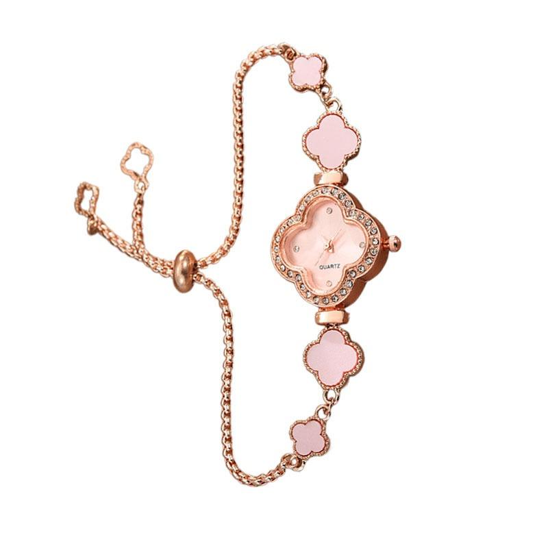 Lättdragen Fyrklöver Armbandsur Dam Grön Diamantbesatt Ljus Lyx Nischad Högklassig Temperament Utsökt
