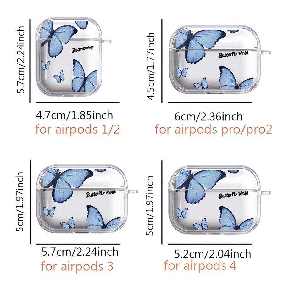 Case For Airpods Pro2 4 Pro3 1 Pro 2 3 Clear Earphone Cases Cover Red Blue Butterfly
