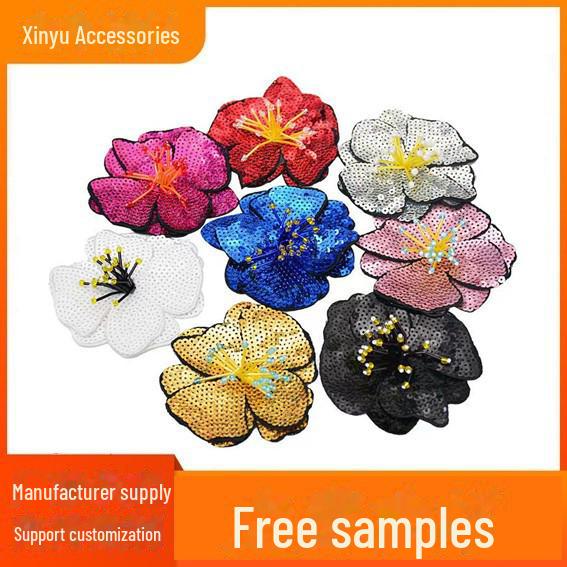 Water-Soluble 3D Floral Embroidered Beaded Patch for Collar or Dance Costume