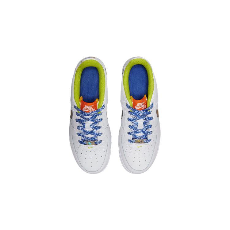 Nike Force 1 LV8 GS White Multi Kids Sneakers Medium-Blue Magma-Orange Multi-Color DQ7767-100