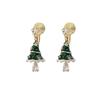 EH1612 3D Christmas Tree Dangle Earrings with Non-Piercing Mosquito Coil Ear Clips