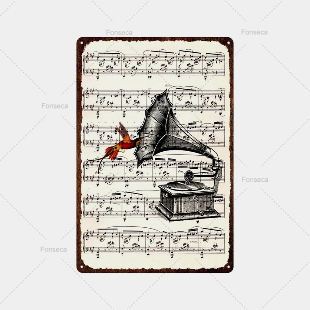 Music Score, Scenery, Metal Sign, Vintage Tin Sign, Metal Vintage Bar, Vintage Wall Decoration, Bar, Club, Metal Poster