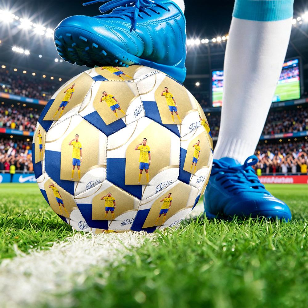 Pallone da Calcio Taglia 5 Stampato Cristiano Ronaldo Resistente all'Usura Standard Allenamento Adulti Regalo per Fan Partite Indoor Outdoor Sport