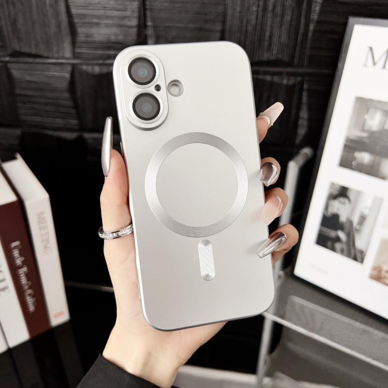 Magnetic Adsorption Metal Paint Phone Case for iPhone 15/16 Pro Max with Precise Cutouts, Drop-Proof Design