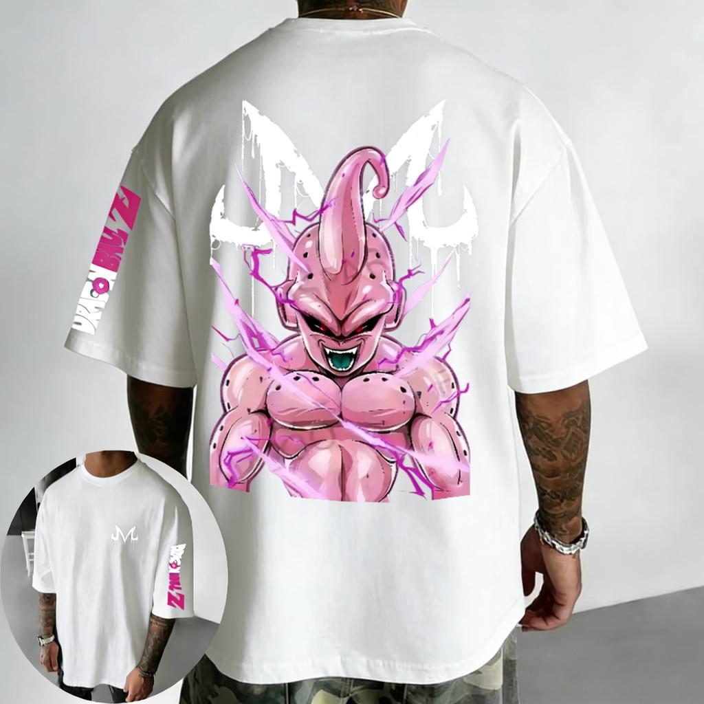 Dragon Ball Anime Cotton T-shirt 2026 Summer New Majin Buu Printed Men's Street Hip Hop Oversized Casual Short Sleeve Top