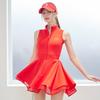 J Jane Front Zipper Double Flare Dress (Red)