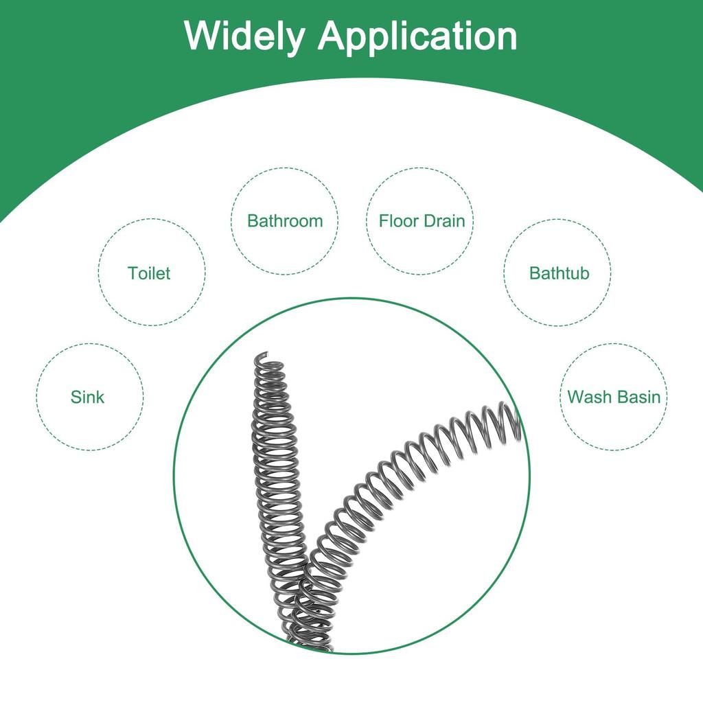 Uxcell 1pcs Drain Clog Remover Tool 3m 16mm Thick Drain Auger Hair Remover Spring Cable with Electric Drill Connector Plumbing Snake for Kitchen Sink