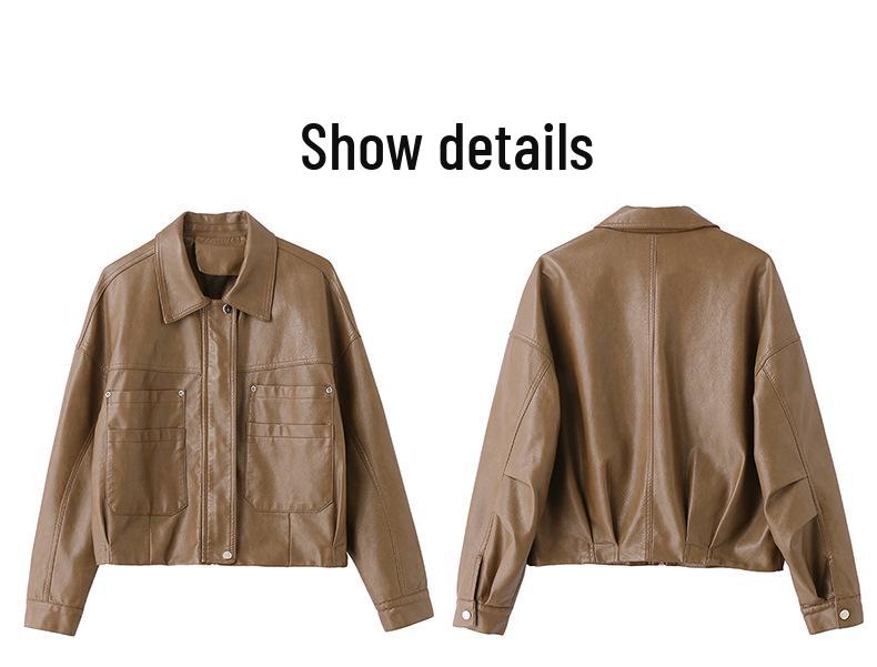 Damen Stilvolle PU-Lederjacke - Frühling/Herbst 2025 Trend mit Reversdesign, Kurze Länge, ZH1171.