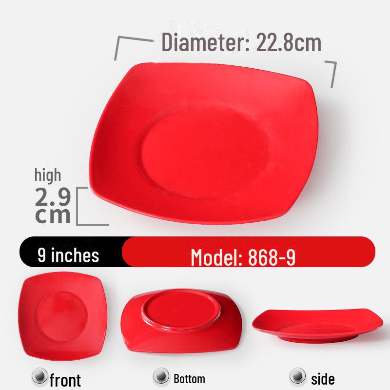 Shatter-Resistant Melamine Square Plate - Durable Imitation Porcelain for Restaurants and Hotels.
