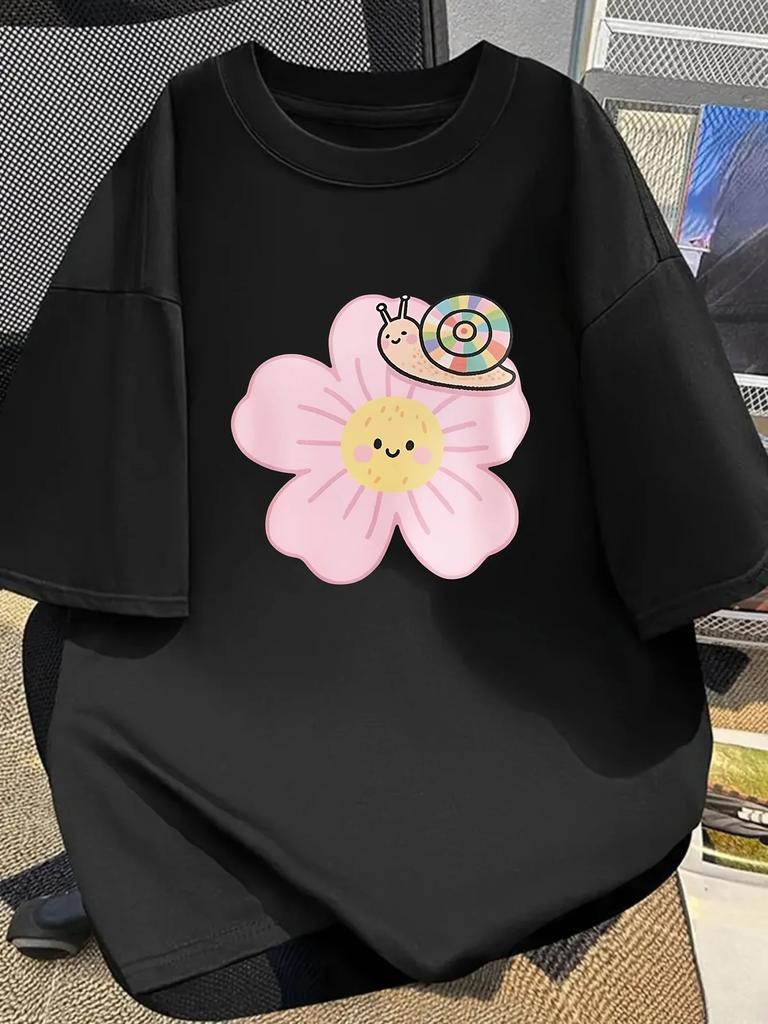 WomenS Casual TShirt with Cartoon Print Fit Half Sleeve Summer 2025 Harajuku Sleeve Casual Clothing Street Aesthetic Clothes