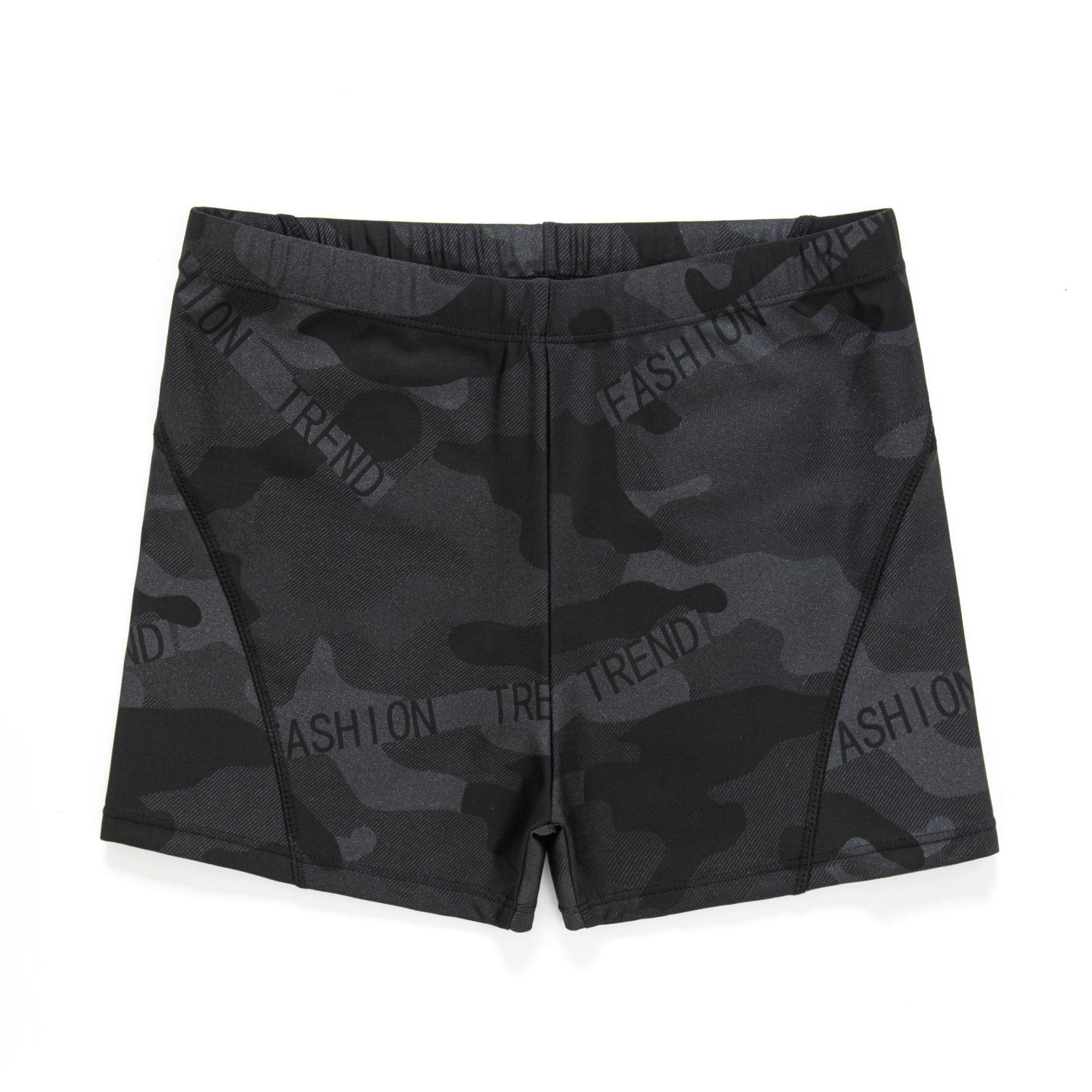 Men s Camouflage Letter Swim Trunks & Cap - Anti-Embarrassment, Comfortable, Boxer Style Swimwear 5XL (175-195 lbs)
