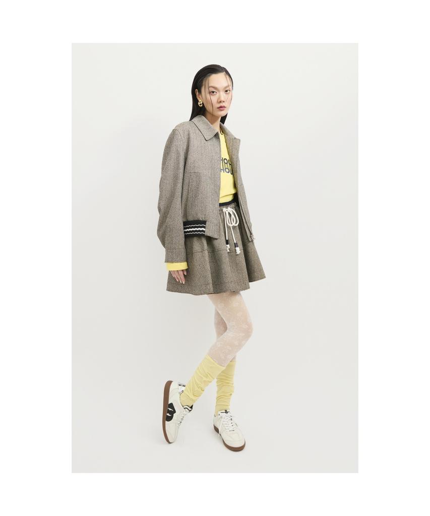 LUCKY CHOUETTE Printed Cropped Long-Sleeved T-Shirt (Yellow) Lftas25170Yex