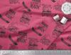 Soimoi Pink Japan Crepe Satin Fabric Dream Chaser Text Print Fabric by metre 42 Inch