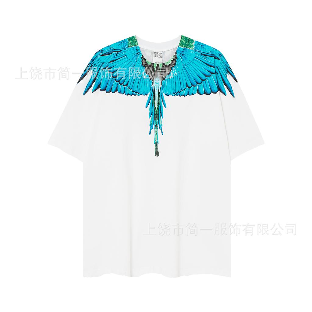 Summer Men's and Women's Same Fashion Trend T-shirt Personalized Trend Wing Printing Comfortable and Simple