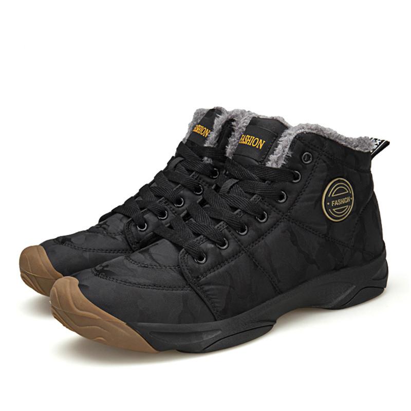 Men Ankle Boots Waterproof Winter Warm Plush Snow Boots Men Outdoor Sneaker Work Boots Male Quilted Boots Big Size 46 47