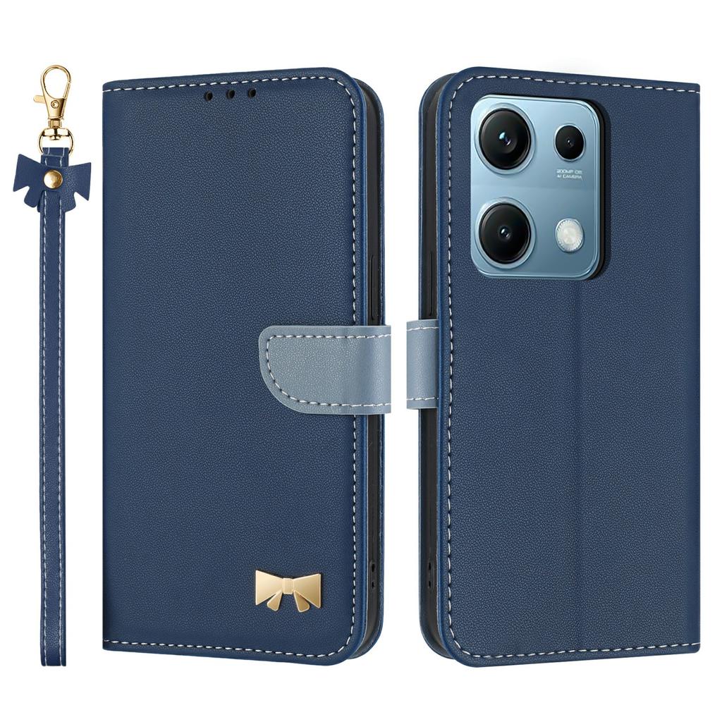 For Xiaomi Redmi Note 14S 4G Case Bowknot Decor Wallet Leather Phone Cover with Wrist Strap
