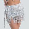 Sequins Belly Dance Skirt Tassel Chain Belt Wrap Party Club Indian Latin Hula Dancer Performance Hip Waist Scarf