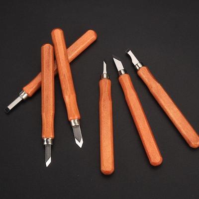 Handmade Wood Carving Knife Set: Includes Carving Knife, Pen Knife, Art Seal, Rubber Stamp, Perfect for Woodworking and Plaster Art.