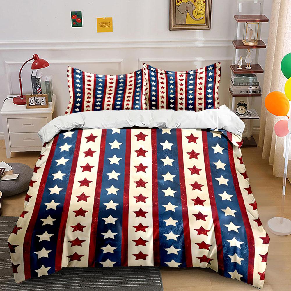 Patriotic Themed Decor Set Soft Skin-Friendly Bedding Set Includes 1 Duvet Cover And 2 Pillowcase Gift