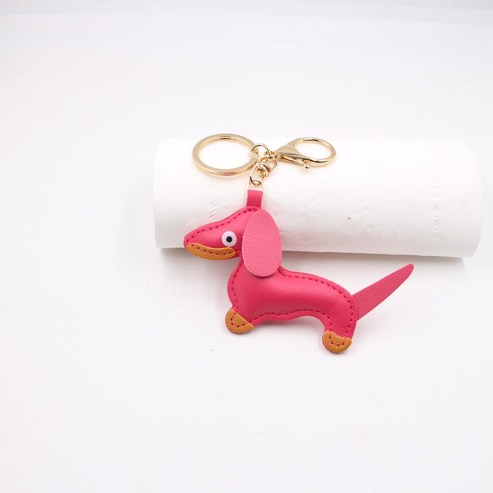 Charm de Couro Dachshund Desenho Animado em Estoque, Chaveiro de Cachorro e Acessório para Capa de Celular