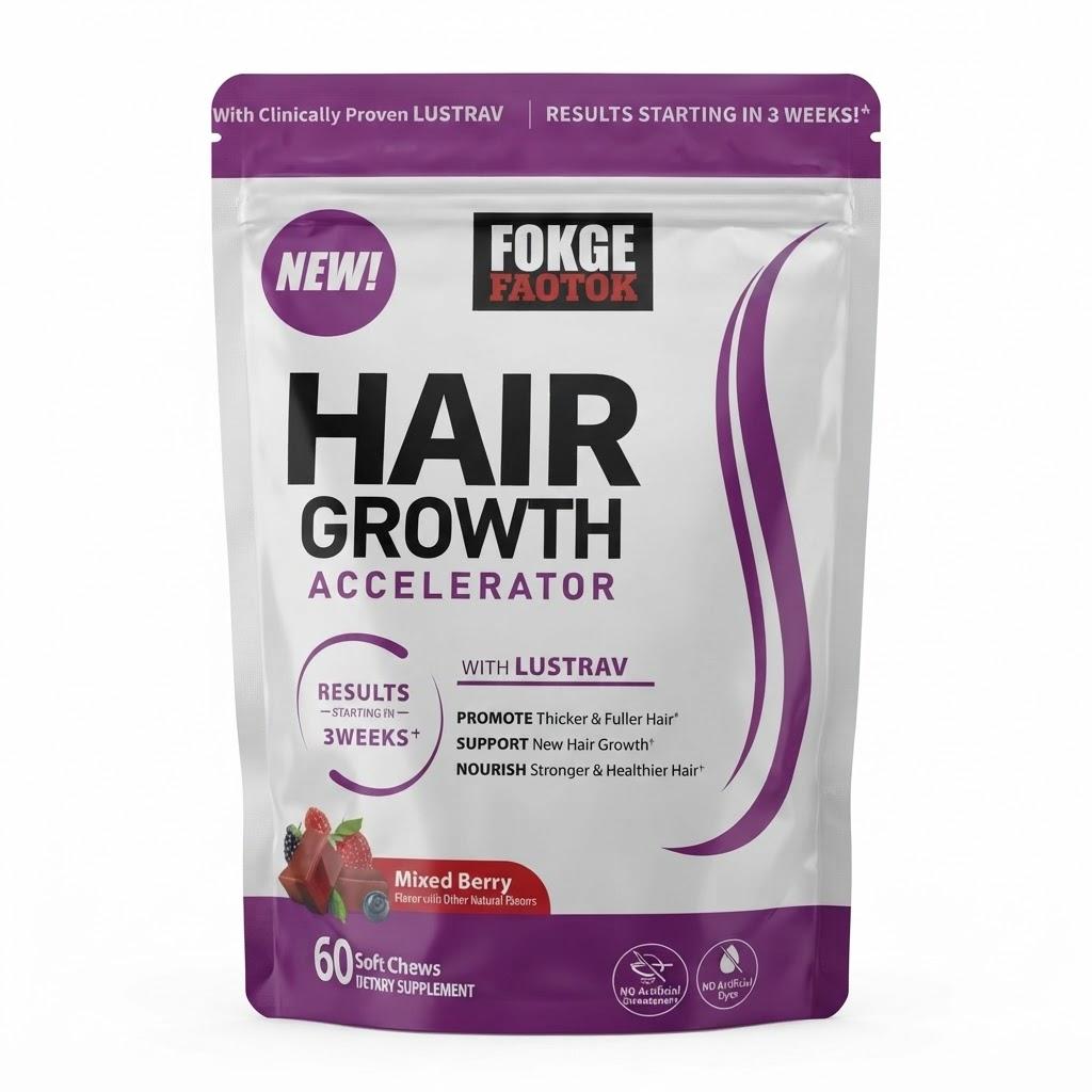 [Neuankömmling] Haarwuchs-Gummis, Unisex-Haarwuchs-Vitamine, Fördert dickeres, volleres und stärkeres Haar, gemischter Beeren-Geschmack, Flasche mit 60 Stück