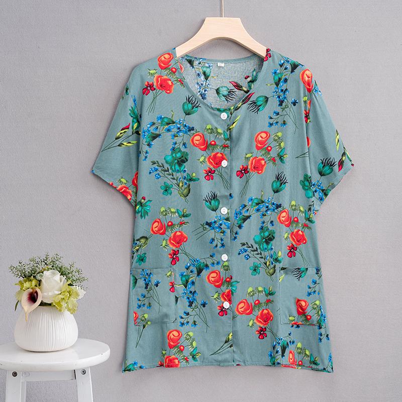 Summer Top Women Cardigan Thin Short Sleeve Plus Size Women's Blouse Summer Loose Vintage Clothes