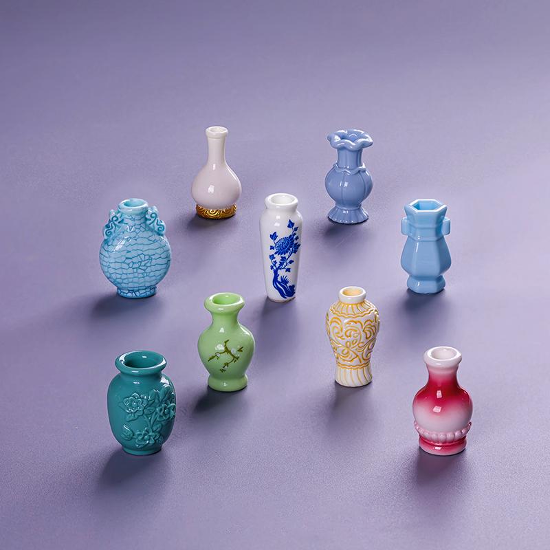 Micro Landscape Simulation Antique Style Decorative Vase Mini Resin Decoration Diy Accessories Doll House Car Desktop Decoration