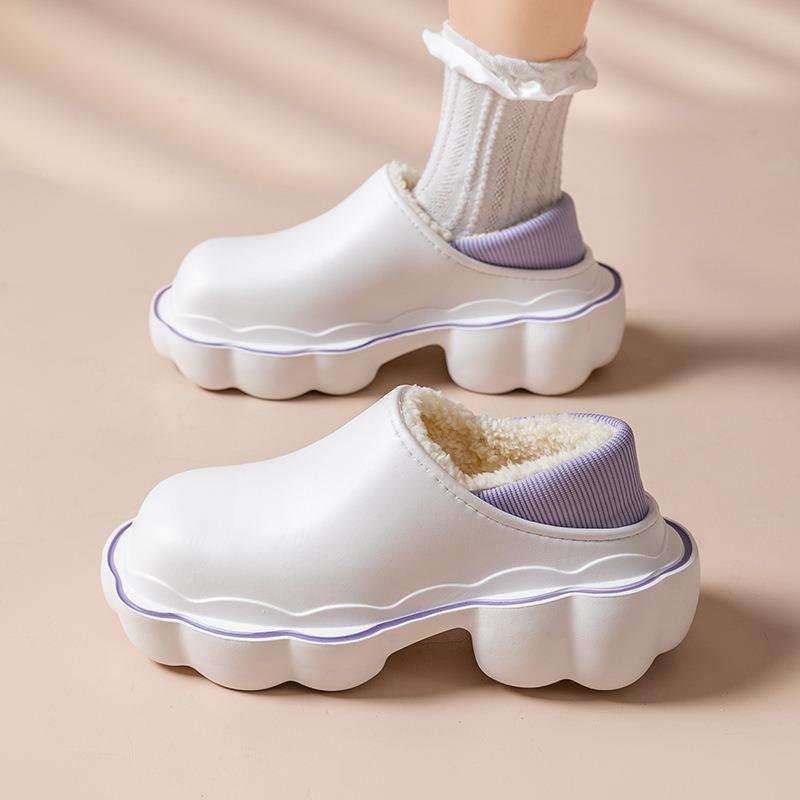 Cotton Slippers Women's Winter Home Couple Velvet Warm Thick Sole Non-slip Waterproof Simple Cotton Shoes Men's Outer Wear