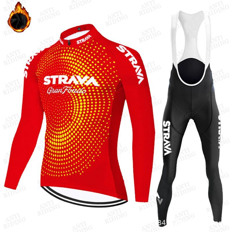 Fleece Fahrradtrikot Set Langarm Thermische Basisschicht Rennrad Männer Frauen Winterfahren
