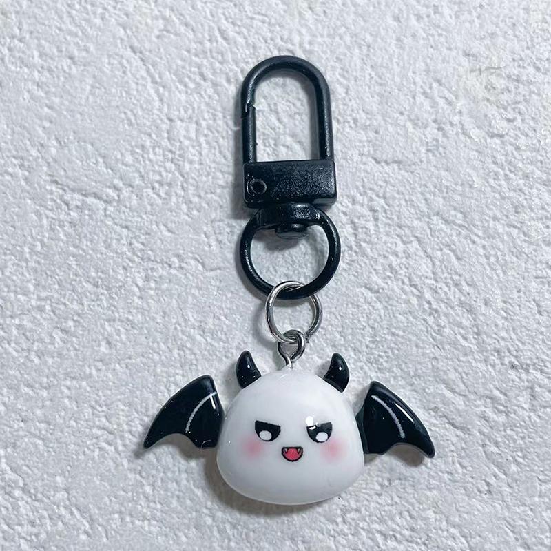 Cute Little Ghost Dark Demon Animals Resin Halloween Keychain For Women Keyring Bag Charm Pendant Car Key Accessories