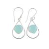 Aqua Chalcedony Gemstone 925 Sterling Silver Handcrafted Jewelry Earrings 1.50" EE-38-14