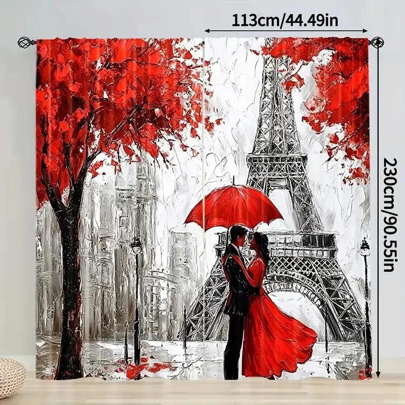 Tower European Urban Design Printed Curtains Bedroom Living Room Kitchen Decoration Home Window Curtain Polyester Ideal For Sitting