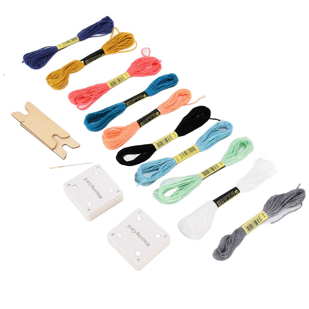 30pcs Weaving Cards Practical White Tablet Weaving Cards with Shuttles Embroidery Threads for DIY