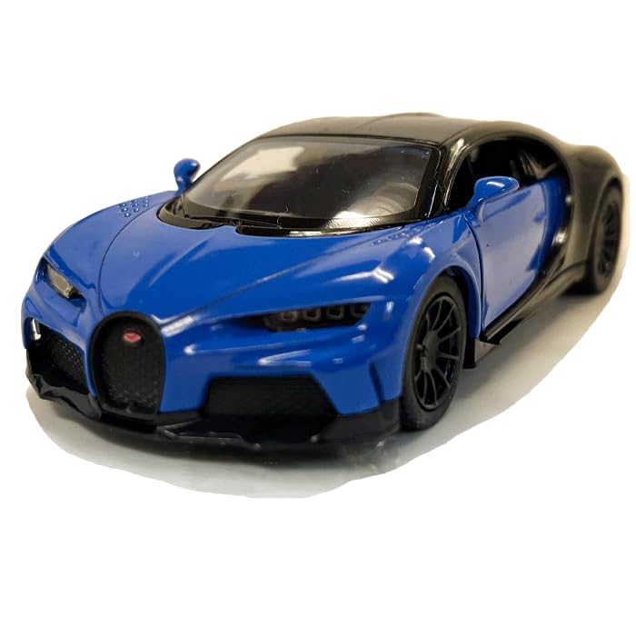 1:38 Bugatti Chiron Blue KINSMART Pullback Diecast Model Car