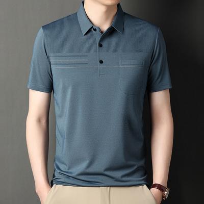 Abbigliamento Estivo da Papà T-shirt a Maniche Corte con Risvolto da Uomo Tasca Top a Maniche Corte Tasche a Righe Polo da Uomo Abbigliamento da Uomo