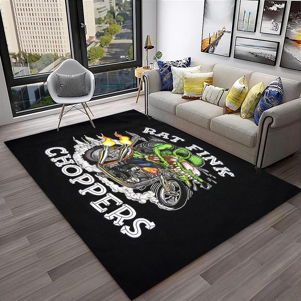 3D Funny Rat Fink Cartoon Movie Carpet Rug for Home Living Room Bedroom Sofa Doormat Decor,kids Play Area Rug Non-slip Floor Mat